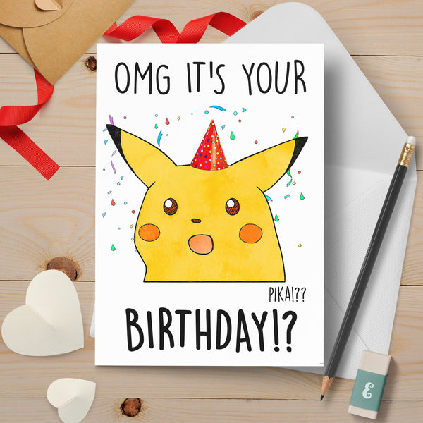 happy birthday pikachu card